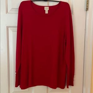 Notched LS red sweater